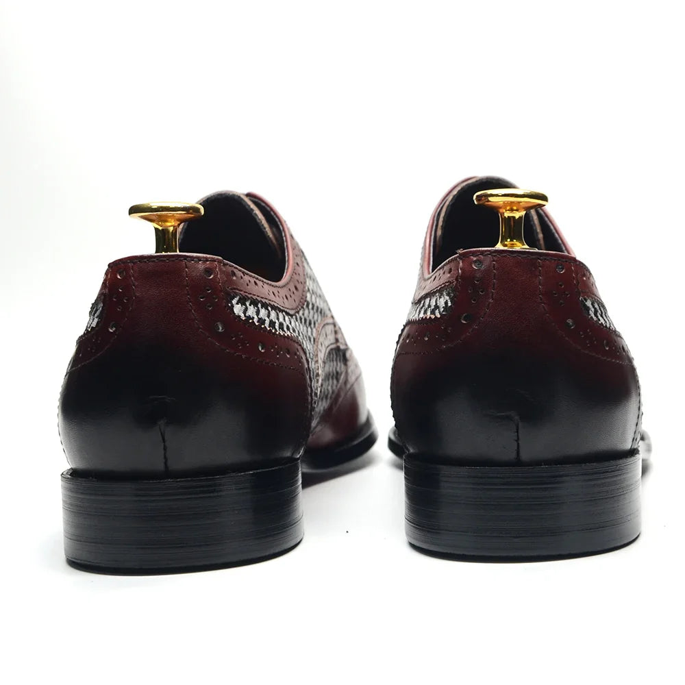 Mens Dress Shoes Original Luxurry Fabric and Genuine Leather Brogue Social Party Business Lace Up Derby Wedding Formal Shoes Men