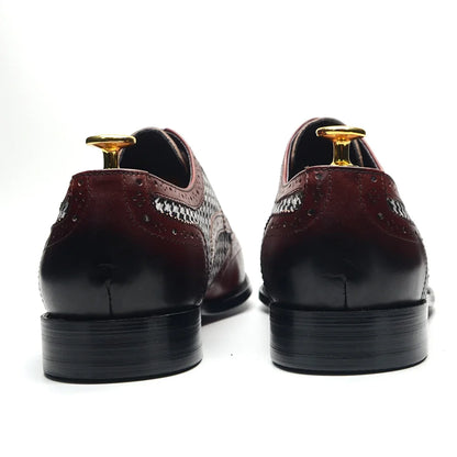 Mens Dress Shoes Original Luxurry Fabric and Genuine Leather Brogue Social Party Business Lace Up Derby Wedding Formal Shoes Men
