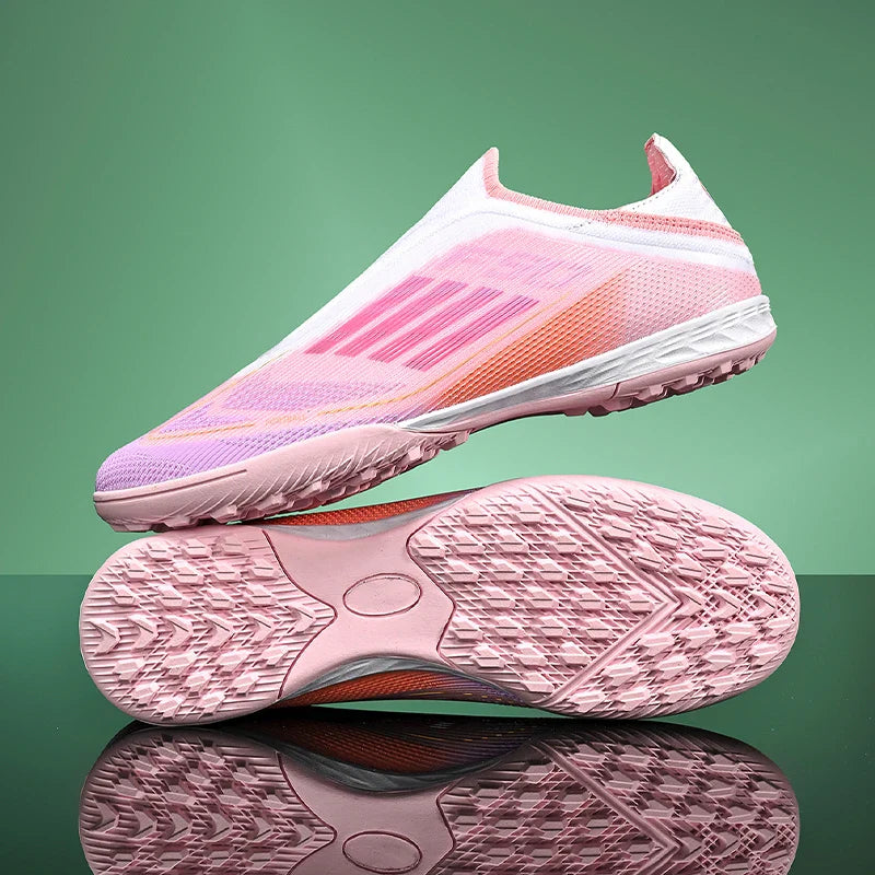 Without-Lace Mens Soccer Shoes f50 SLIP-ON Non-Slip Turf Soccer Cleats TF BOYS FG Training Football Boots Chuteira Campo 35-45