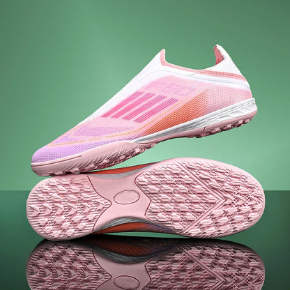 Without-Lace Mens Soccer Shoes f50 SLIP-ON Non-Slip Turf Soccer Cleats TF BOYS FG Training Football Boots Chuteira Campo 35-45
