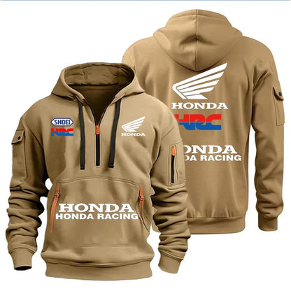Racing Autumn and Winter Men's Multi-Pocket Zipper Hoodie Casual Sportswear and Loose Hoodie Long Sleeve Top