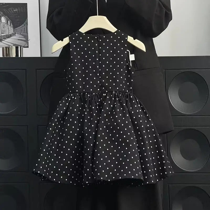 Girls Casual Dresses Polka Dot Print Bow Sleeveless Dress Kids Clothes Girls Kids Dresses for Girls 2 To 7 Years