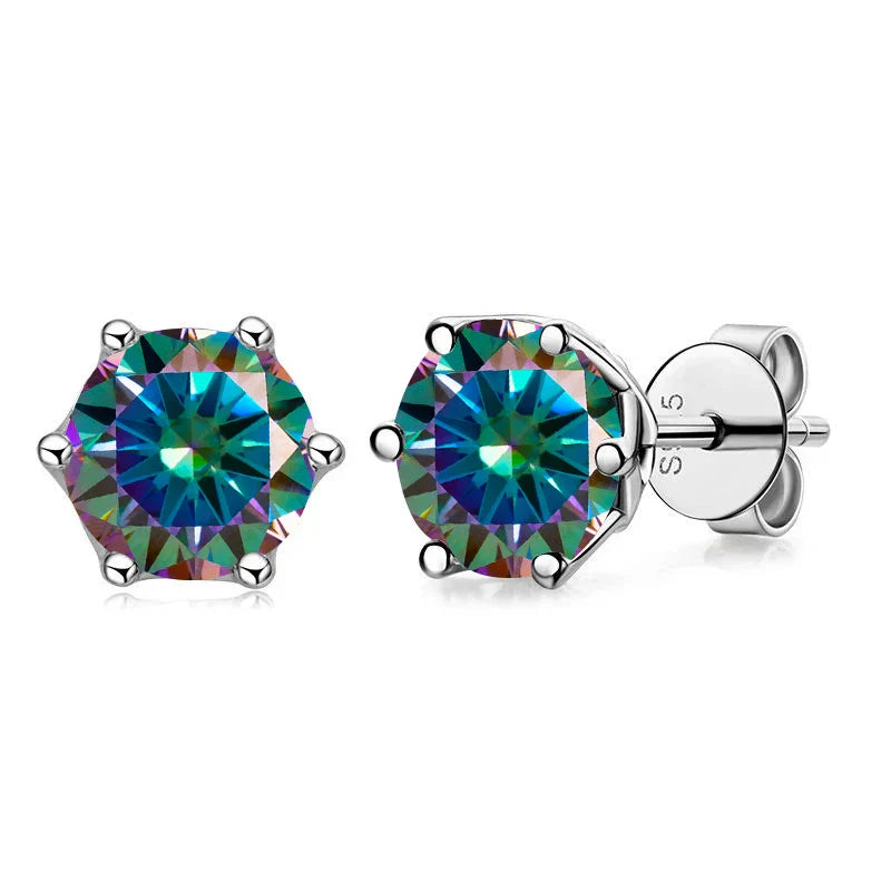 Real 1 CT D Color Moissanite Stud Earrings For Women Top Quality 925 Sterling Silver Sparkling Wedding Jewelry