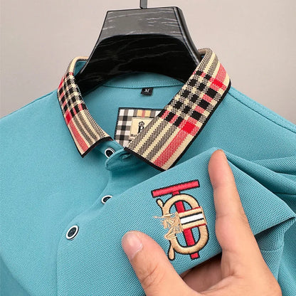 Fashion designer brand short sleeve men's polo shirt new lapel top high-end embroidery summer breathable casual Paul T-shirt