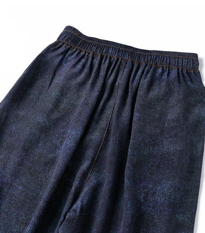Women Pants 100% Mulberry Silk 16 momme Silk Loose Type Wide Leg Navy Jeans Printed Long Pants Trousers With Pockets L XL M1155
