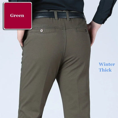 New Arrival 100% Cotton Summer Spring Men's Casual Pants Fashion Solid Black Beige Gentle Thicken Trousers Brand Smart Suit Pant