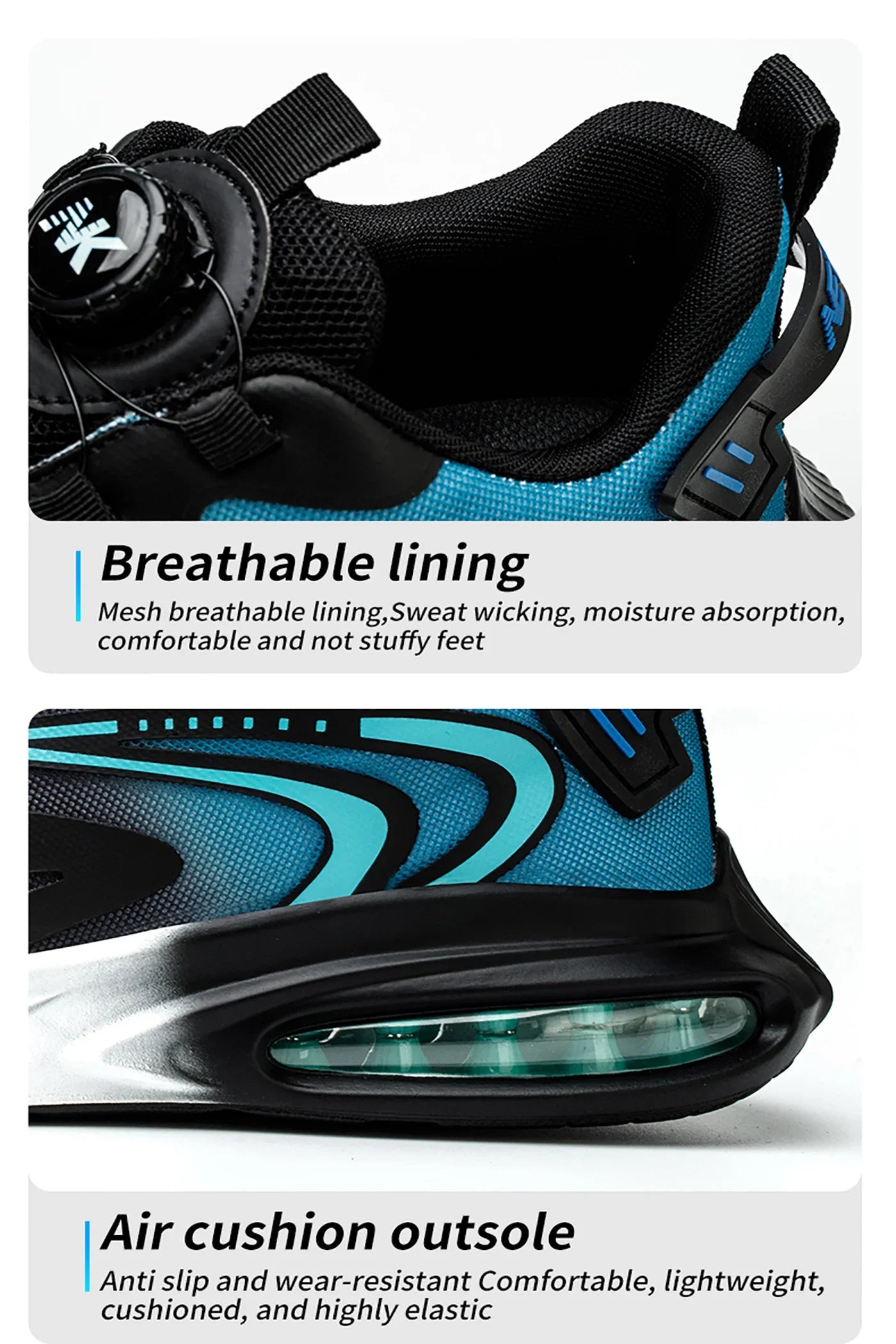 Rotating buckle lightweight and breathable work shoes, protective shoes, industrial safety, puncture resistant steel toe shoes