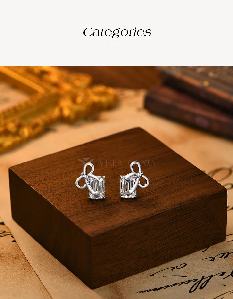 New Bow Earrings Emerald Cut Moissanite Stud Earrings S925 Silver Elegant Dainty Anniversary Wedding Jewelry for Women