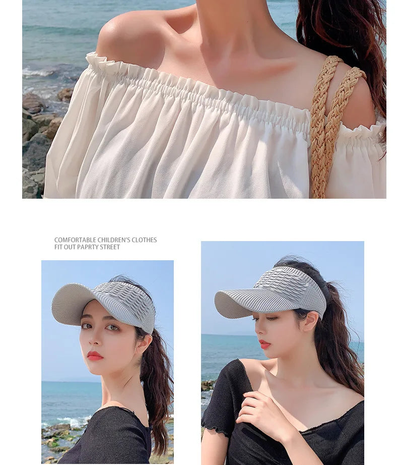 Anti-UV Sun Hats Breathable Adjustable Empty Top Visor Caps for Men