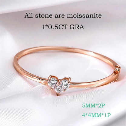 14K Plated Certified All Moissanite Bangles for Women Gems Lab Diamond Luxury Jewelry S925 Sterling Silver Shani Abergel