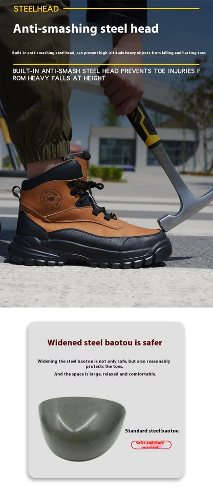 New fashion high-top anti-smashing and anti-puncture safety shoes steel toe toe wear-resistant work shoes men's protective shoes