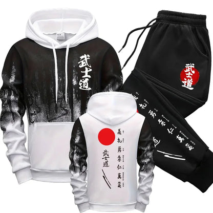 Hot Sales Mens Tracksuit Print Splash-ink Hooded Sweatshirts Sports Jogging Mens Clothing Street Casual Single Piece Tops Pants