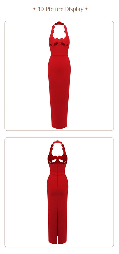 Black Halter Elegant Dress For Women 2025 New Summer Evening Party Celebrity Bodycon Long Dress Red Brown Prom Vestido