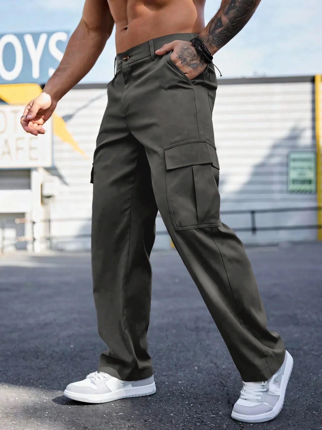 Men's Workwear Pants Wear-Resistant Sports Straight Leg Loose Summer Multi-Pocket Casual Trousers