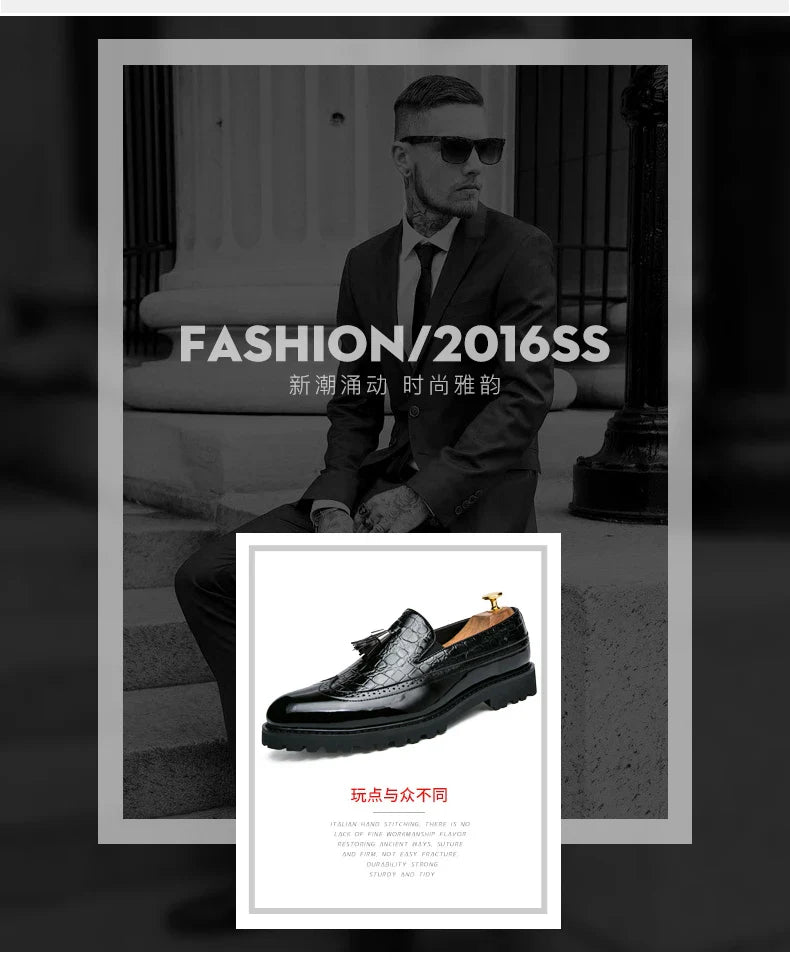 High Quality Casual Business Leather Shoes Men Formal Men's Dress Shoes Classic Tassels Retro Office Social Leather Loafers Male