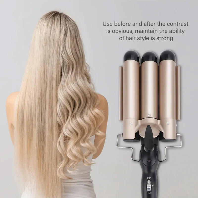 Hot Selling Three Tube Curling Stick Egg Roll Fluffy Thin Curling Stick Waver Hair Curler 3 Barrel Hair Curler