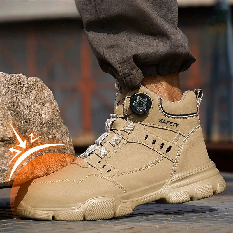 high-top Men Safety Shoes Protection Shoes Anti-Smash Anti-puncture Work Boots Indestructible Shoes Fashion Working Sneakers
