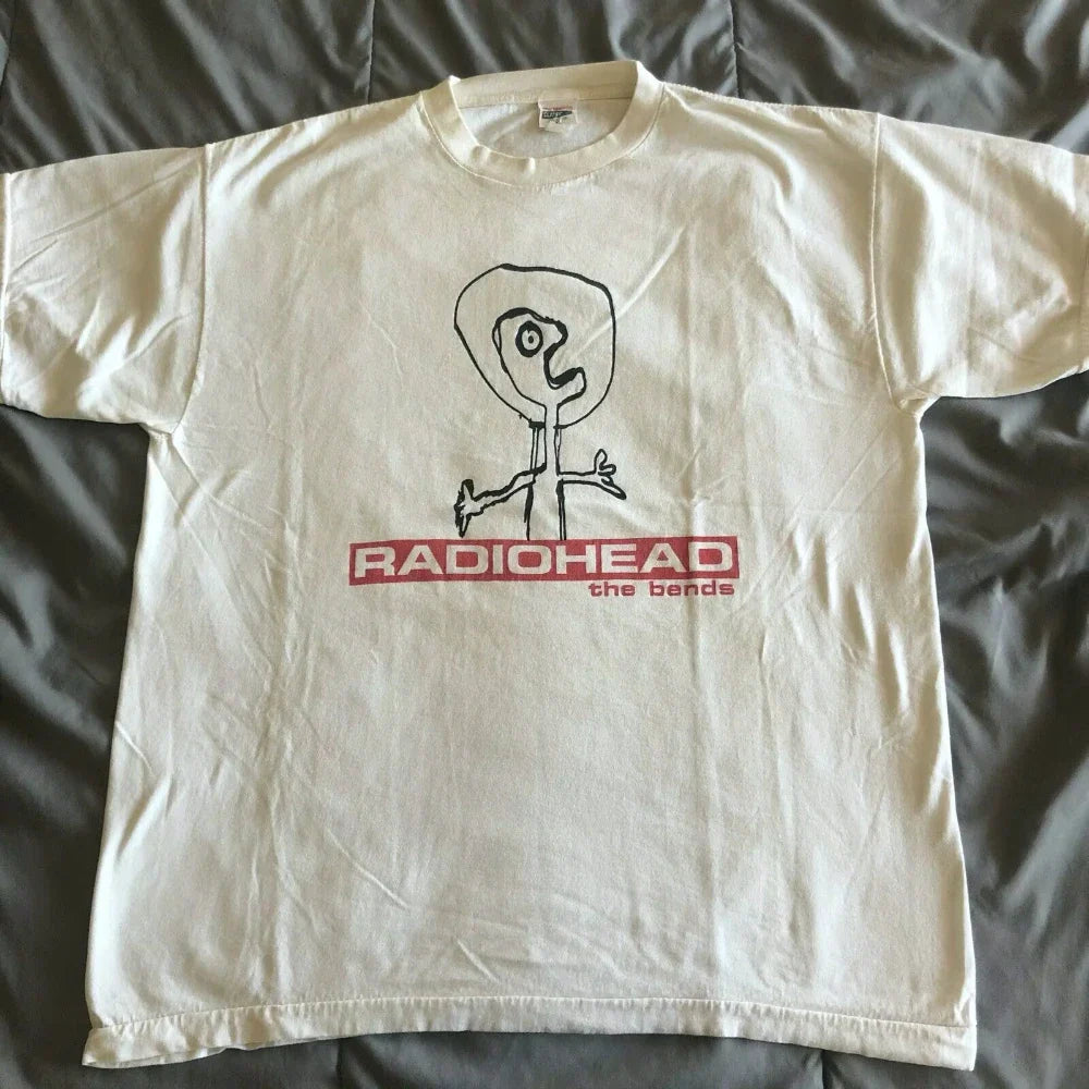 New Cotton Print Super Elastic Casual RADIOHEAD THE BENDS Vintage Unisex T-shirt Casual Print Round Neck Loose Oversize T-shirt