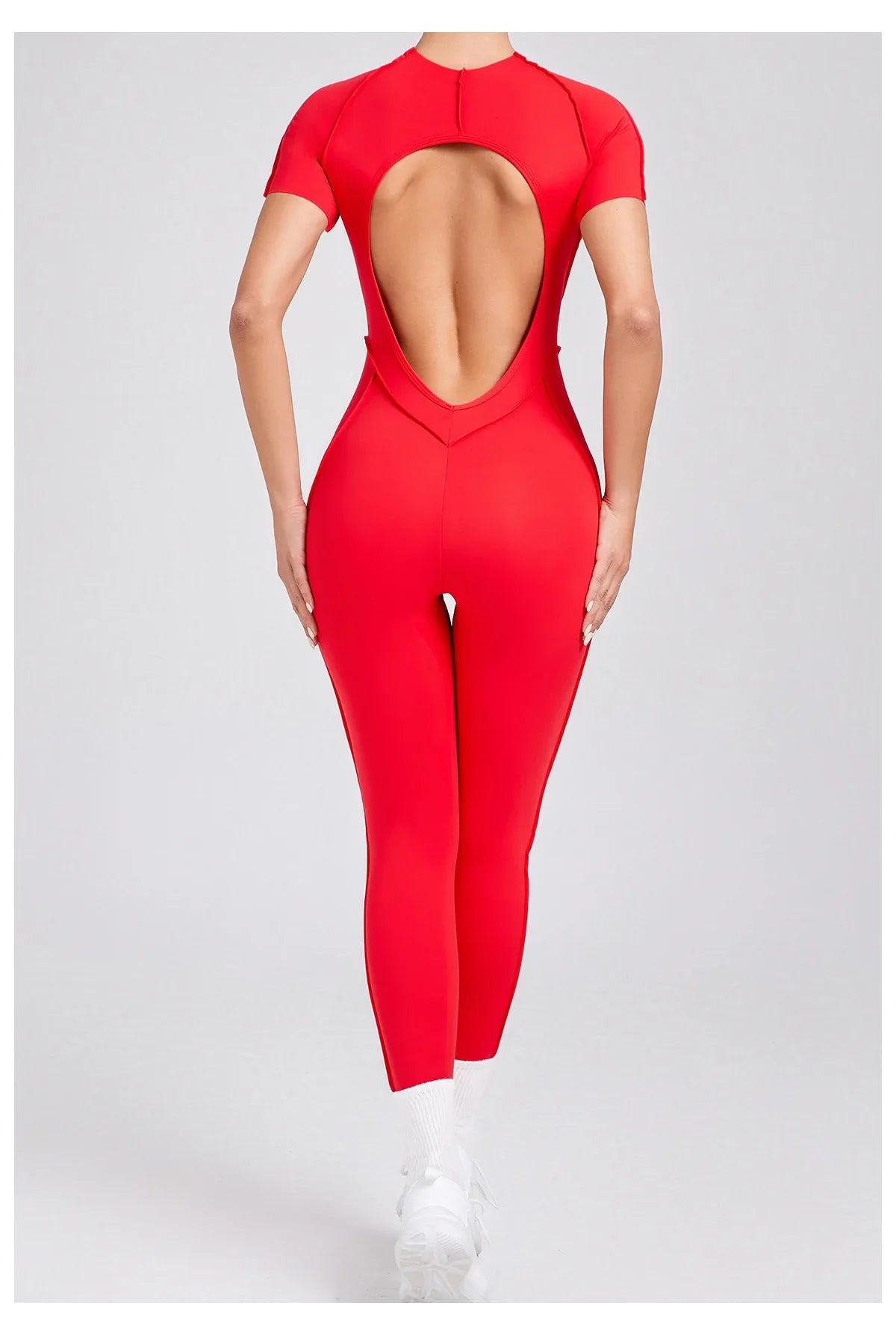Women's High Elasticity Sports Bodysuit Kit Yoga Fitness Jumpsuit Open Back Hip-Lift Outdoors Gym Workout Sexy Fitness Outfit
