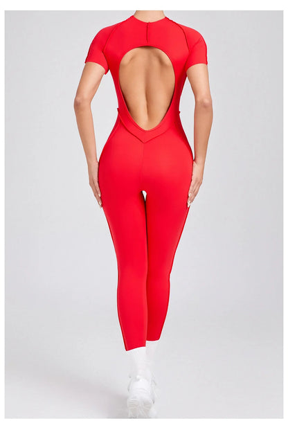 Women's High Elasticity Sports Bodysuit Kit Yoga Fitness Jumpsuit Open Back Hip-Lift Outdoors Gym Workout Sexy Fitness Outfit