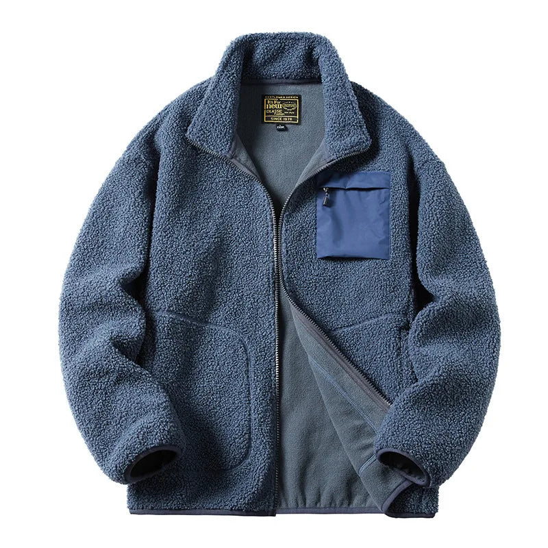 Casaco Masculino Grosso de Moletom Forrado Jaquetas Masculinas de Moletom Berbere Gola Alta Vintage de Lã Polar Casaco de Inverno Quente 패딩