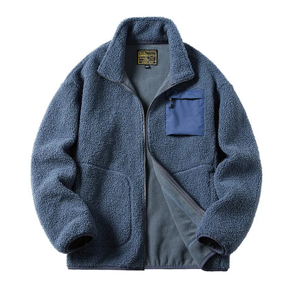 Casaco Masculino Grosso de Moletom Forrado Jaquetas Masculinas de Moletom Berbere Gola Alta Vintage de Lã Polar Casaco de Inverno Quente 패딩