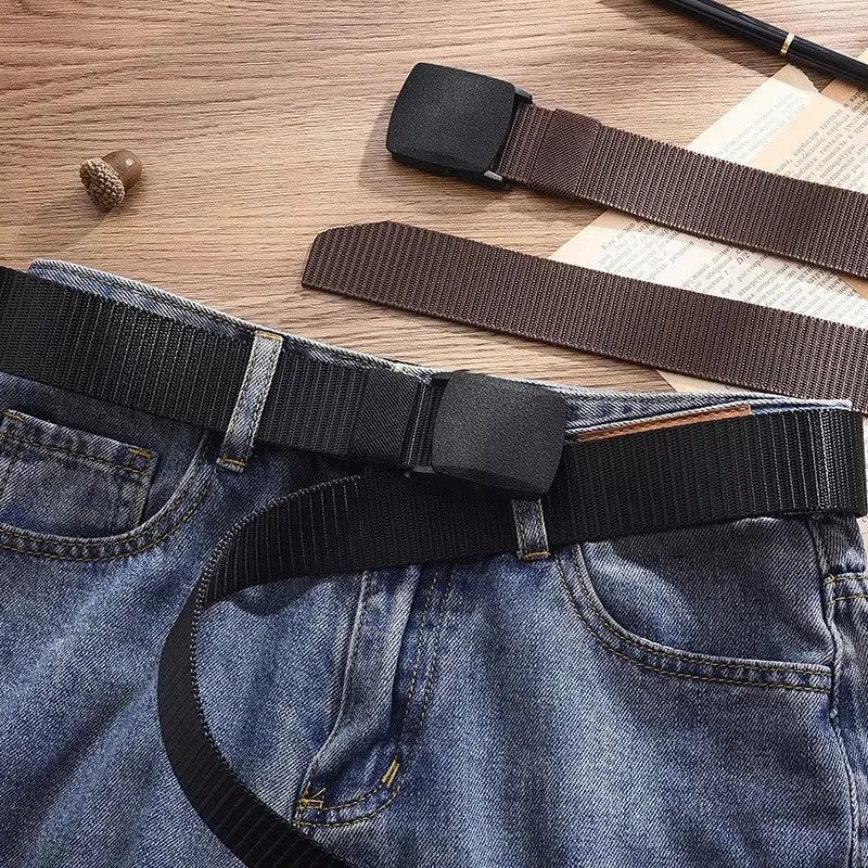 Nylon Belt Automatic Buckle Outdoor Sports Multifunctional Tactical Canvas Belts Light Comfortable Non-metal Belt For Men Women