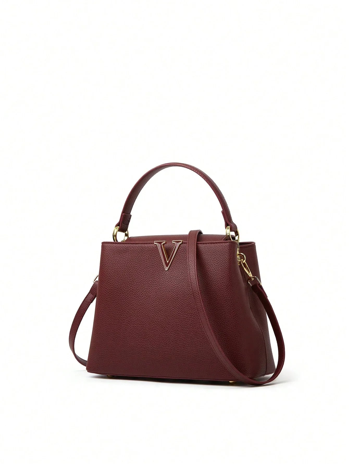 New 2025 simple V-shaped decorative handheld fashionable messenger bag trendy bucket women's small bag