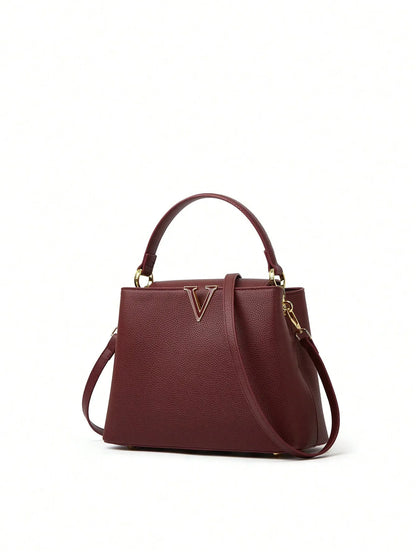 New 2025 simple V-shaped decorative handheld fashionable messenger bag trendy bucket women's small bag