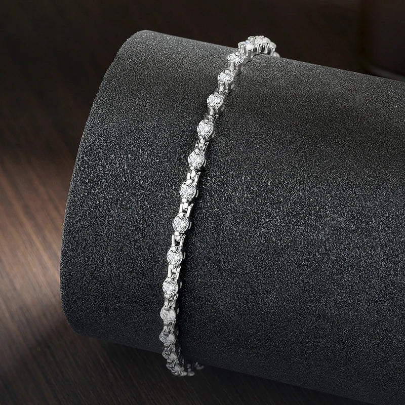 3mm D VVS1 Moissanite Tennis Bracelet Solid s925 Sterling Silver Plated 18k White Gold with GRA Bracelets for Women Man