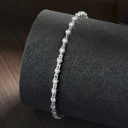 3mm D VVS1 Moissanite Tennis Bracelet Solid s925 Sterling Silver Plated 18k White Gold with GRA Bracelets for Women Man