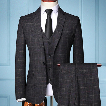 Blazer Vest Pants  Boutique Plaid Men's Formal Groom Wedding Dress Slim Suit 3Pcs or 2Pcs Men's Casual Business Suit Tuxedo