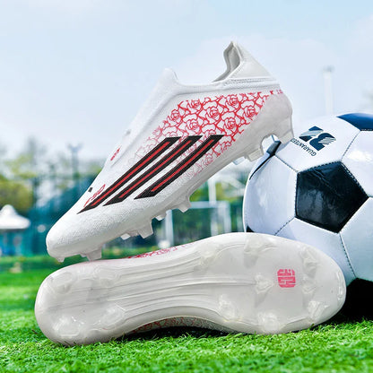 Men High Top Soccer Cleats Firm Ground Stud Sole Breathable Wear Resistant Outdoor Lawn Match Training Football Shoes