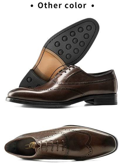 Men Casual Dress Shoes Patchwork Oxford Genuine Leather Formal Shoes for Male Party Dinner British Footwear