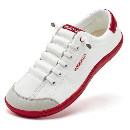 Wide Toe Barefoot Shoes for Unisex Minimalist Artificial Leather Sneakers Lightweight Adjustable Slip On Walking Shoes