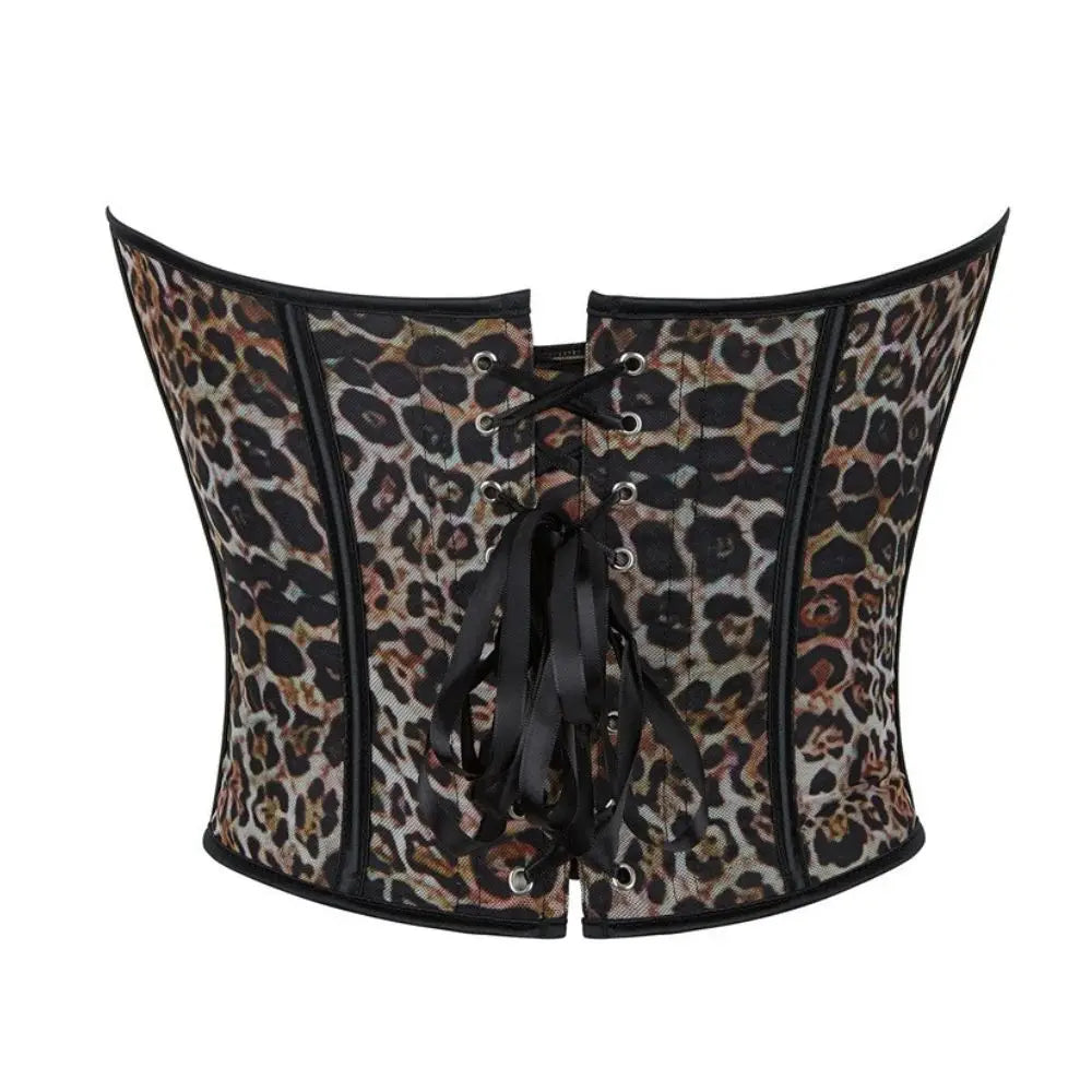 Leopard print single-breasted women's strapless and bracketed corset a court shaping top