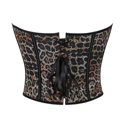 Leopard print single-breasted women's strapless and bracketed corset a court shaping top