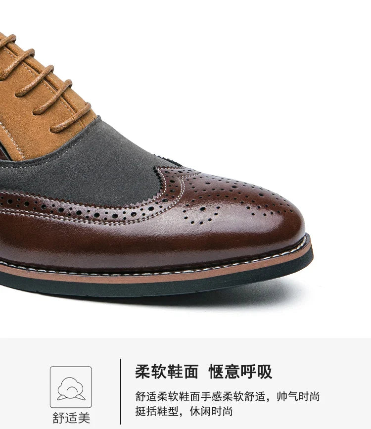 Retro Oxfords Shoes Men Classic Men's Dress Shoes Casual Business Social Brogues Shoes For Wedding
