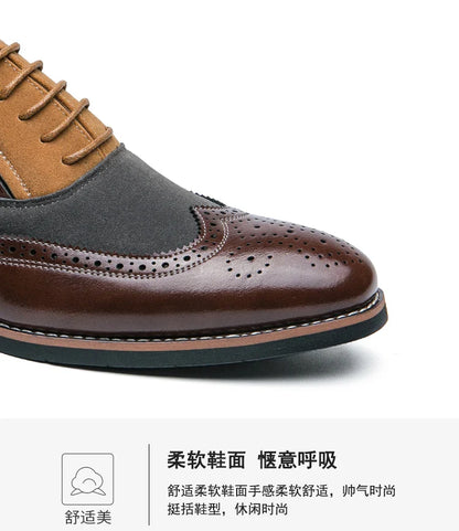 Retro Oxfords Shoes Men Classic Men's Dress Shoes Casual Business Social Brogues Shoes For Wedding
