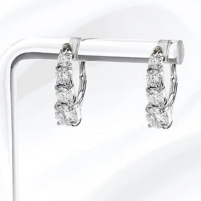 2.2CTTW Gradient Women Moissanite Hoop Earrings Hip-hop Sparkling Pure 925 Sterling Silver Plated 18k Girls Earrings