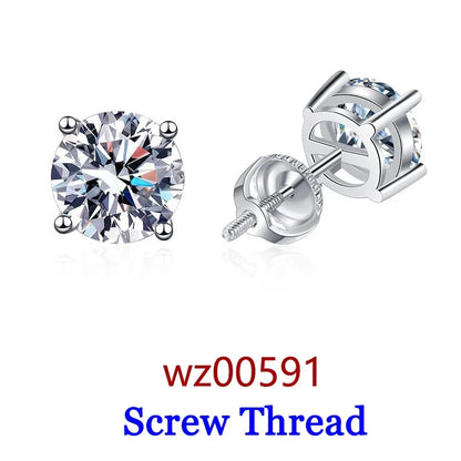 0.5-2ct Moissanite Diamond Stud Earrings for Women Original 925 Sterling Silver Lady's Moissanite Earring New 2026