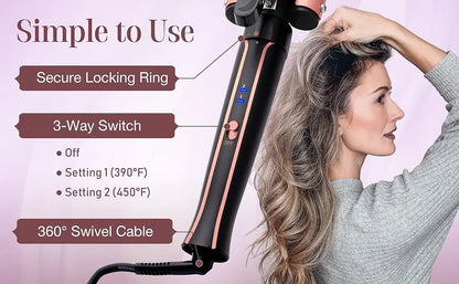 Curling Iron Set 6-in-1 Hair Curler with 3 Barrel Hair Crimper, Hair Straightener - Waver Heating Styling Tools for Women