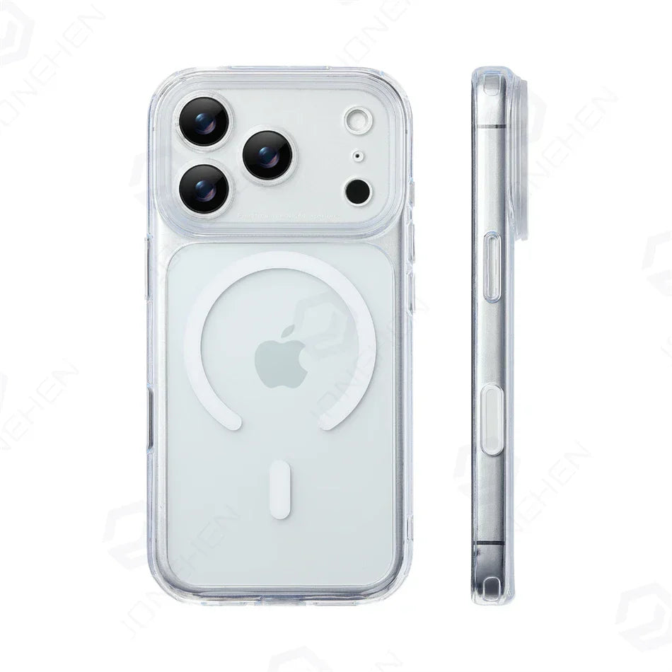Business Matte Clear Camera Button Magnetic Case For iPhone 17 Pro Max Air 17pro Detachable Lens Shockproof Cover For Magsafe