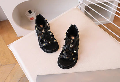 Girls Gladiator Sandals 2026 New Summer Children Fashion Princess High-top Shoes Versatile Kids Causal Beach Holiday Sandals