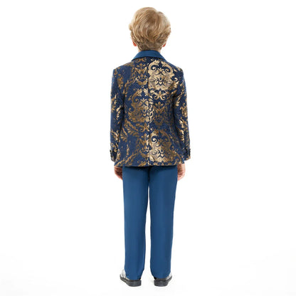Luxury 4-Piece Set Suit Set for Boys 3-14 Years, Slim Fitting Jacket Vest Pants Bow-tie, Wedding Dresswear for Chidren In Stock