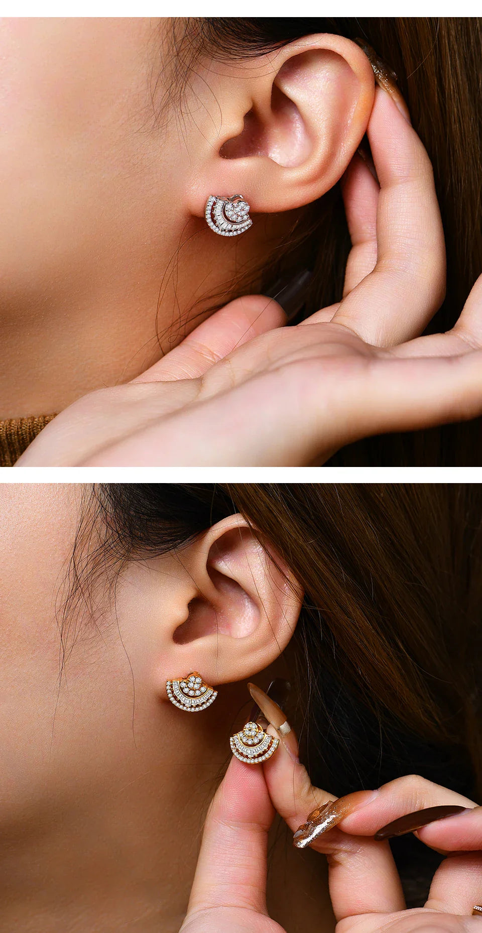 Luxury D VVS1 Color Moissanite Sector Earrings For Women Top Quality 100% 925 Sterling Silver Engagement Wedding Gift