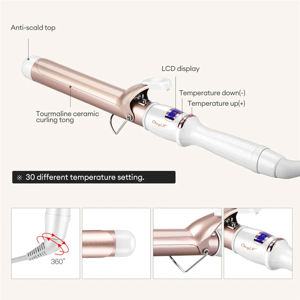 32mm 38mm Electric Hair Curler for Women Professional Ceramic Curling Iron Adjustable Temperature Hair Styling Tool