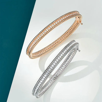 2mm  Certified Full Moissanite Diamond Bangle 100% 925 Sterling Silver Plated 18K Gold Bracelet Luxury Fine Jewelry for Women