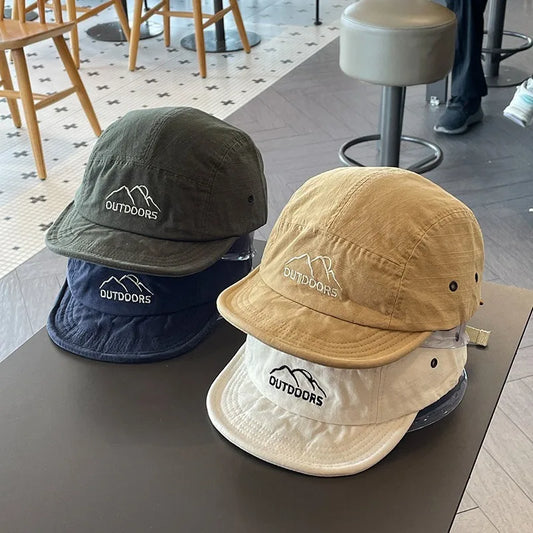 Japanese 5 Panel Short Brim Soft Baseball Cap Women Men Street Sunshade Student Outdoor Lightweight Sports Running Cap