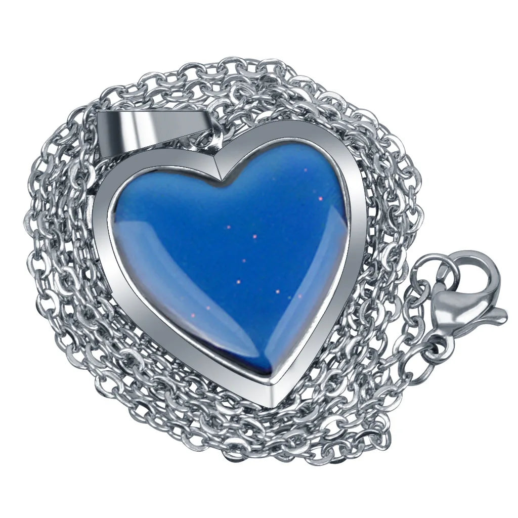 Heart Mood Locket Necklace Color Changing Necklace Temperature Mood Stainless Steel Love Shape Photo Pendant Necklace Jewelry